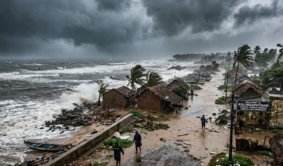 Deep Depression Makes Landfall Near Kalingapatnam, Heavy Rain Continues Across Odisha